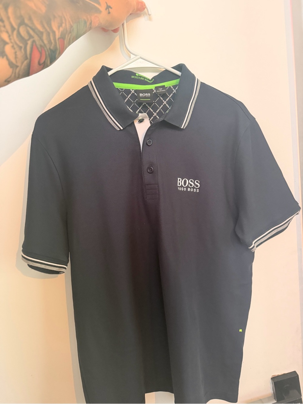Boss Men's Navy Polo with Contrast Trim